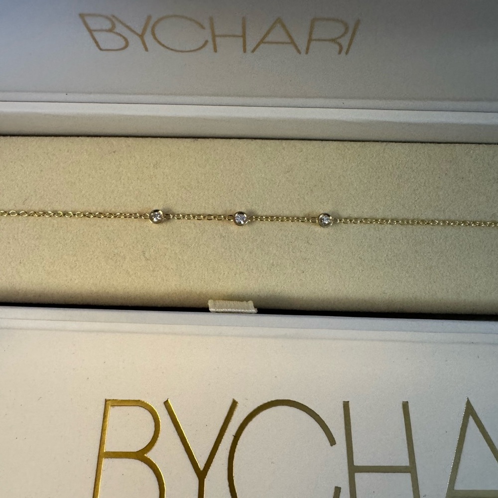 BYCHARI 14k Gold Anklet with Diamond Accents - Picture 4 of 5